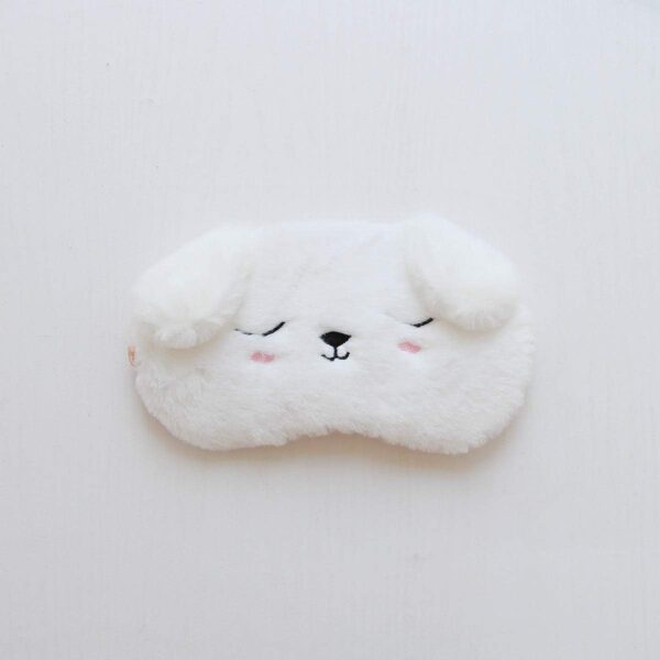 Black cat and white dog cartoon plush sleep mask (2-piece set)