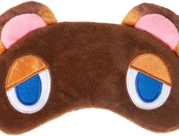 Brown bear-themed plush sleep mask