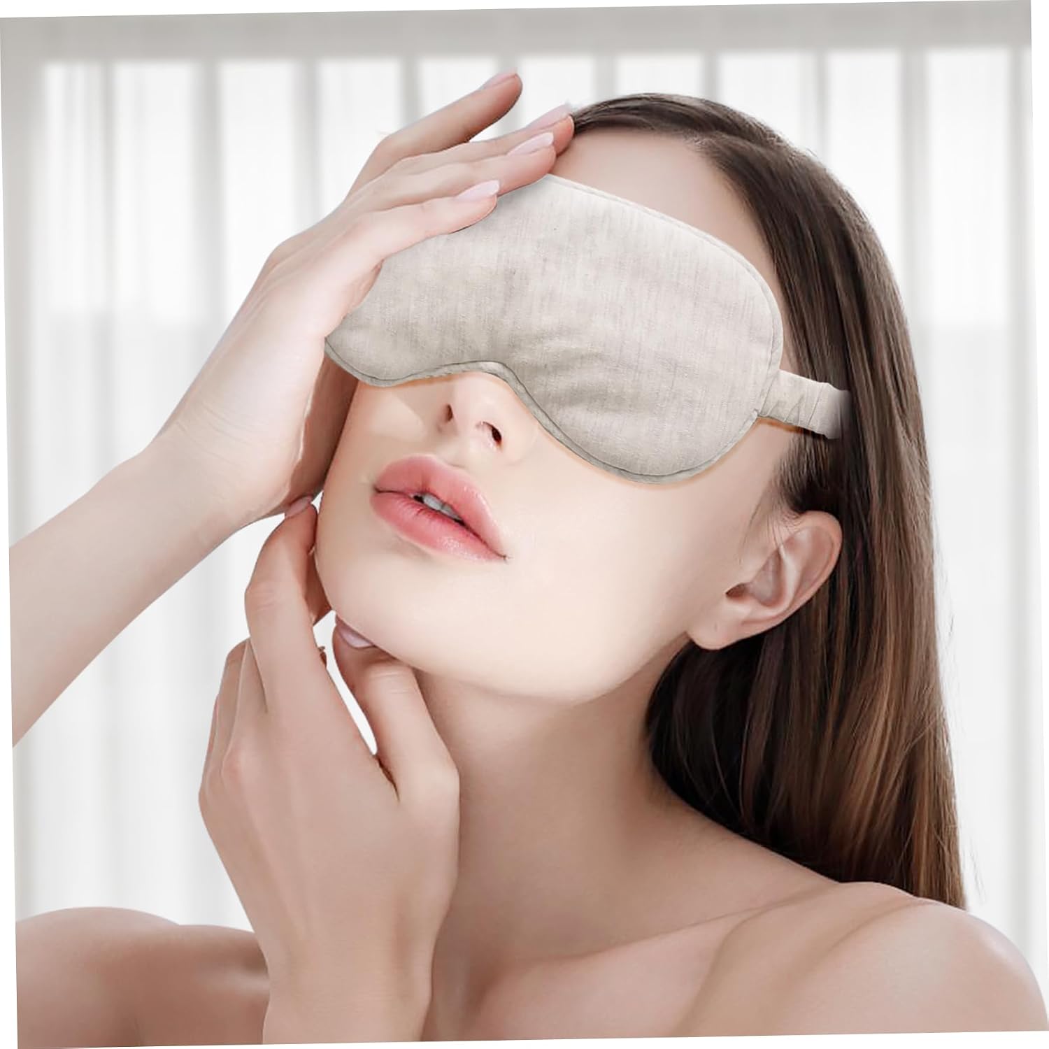 Beige lightweight cotton sleep mask - Image 2