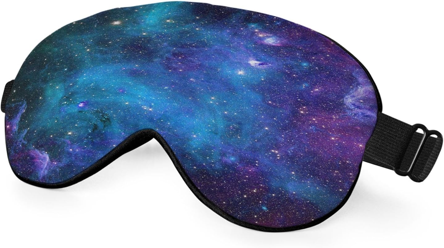 Starry nebula-patterned silky sleep mask