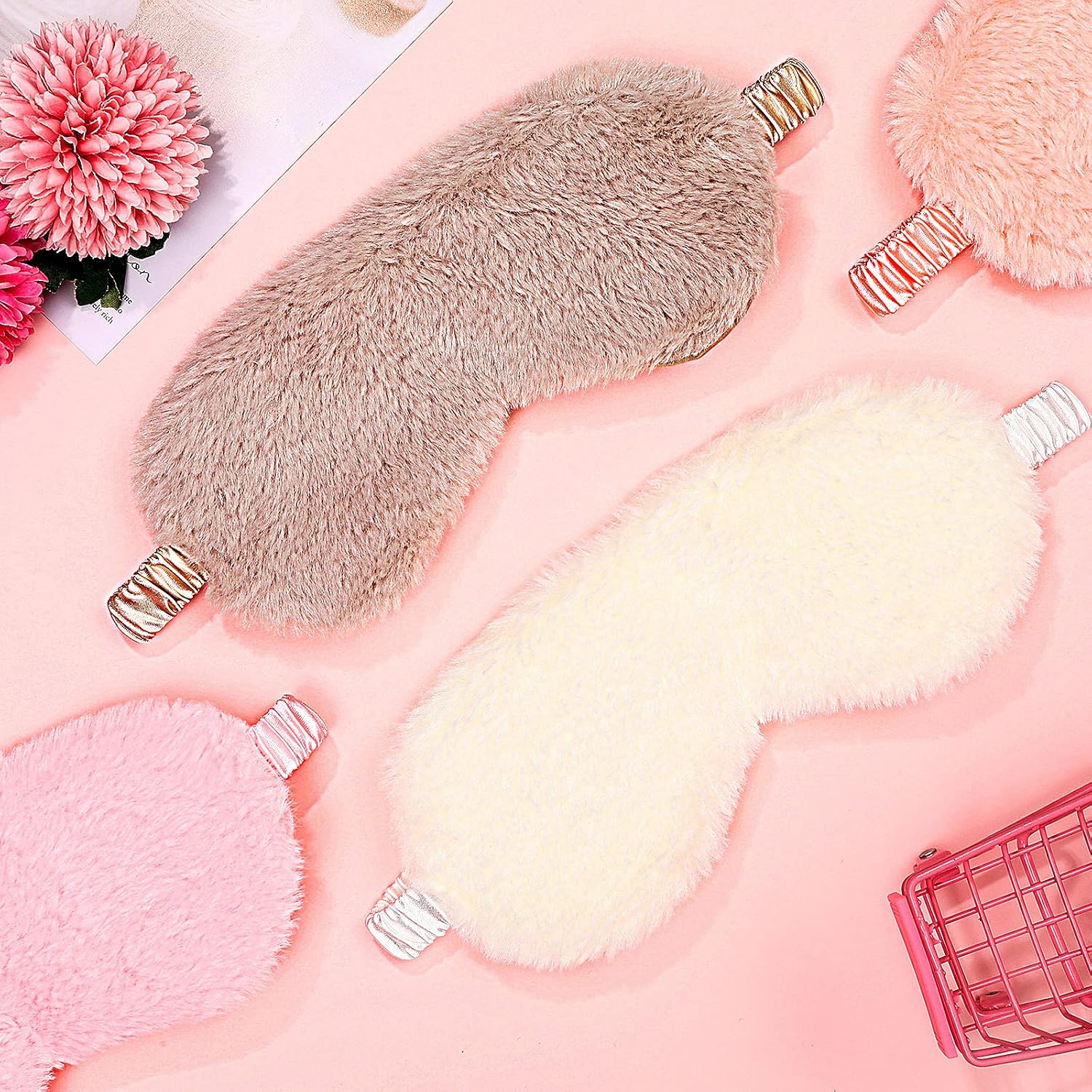 Silky-feel plush sleep mask (4-piece set) - Image 2
