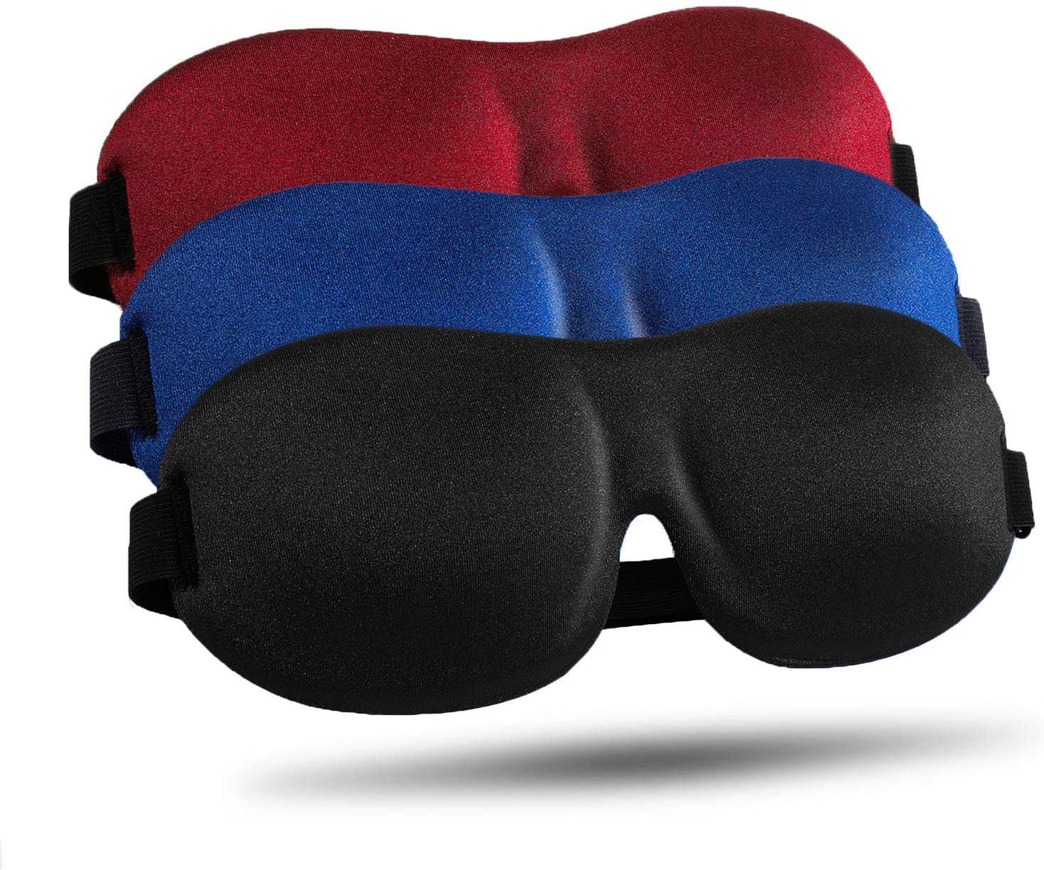 3-Piece 3D Contoured Light-Blocking Eye Mask for Side Sleepers