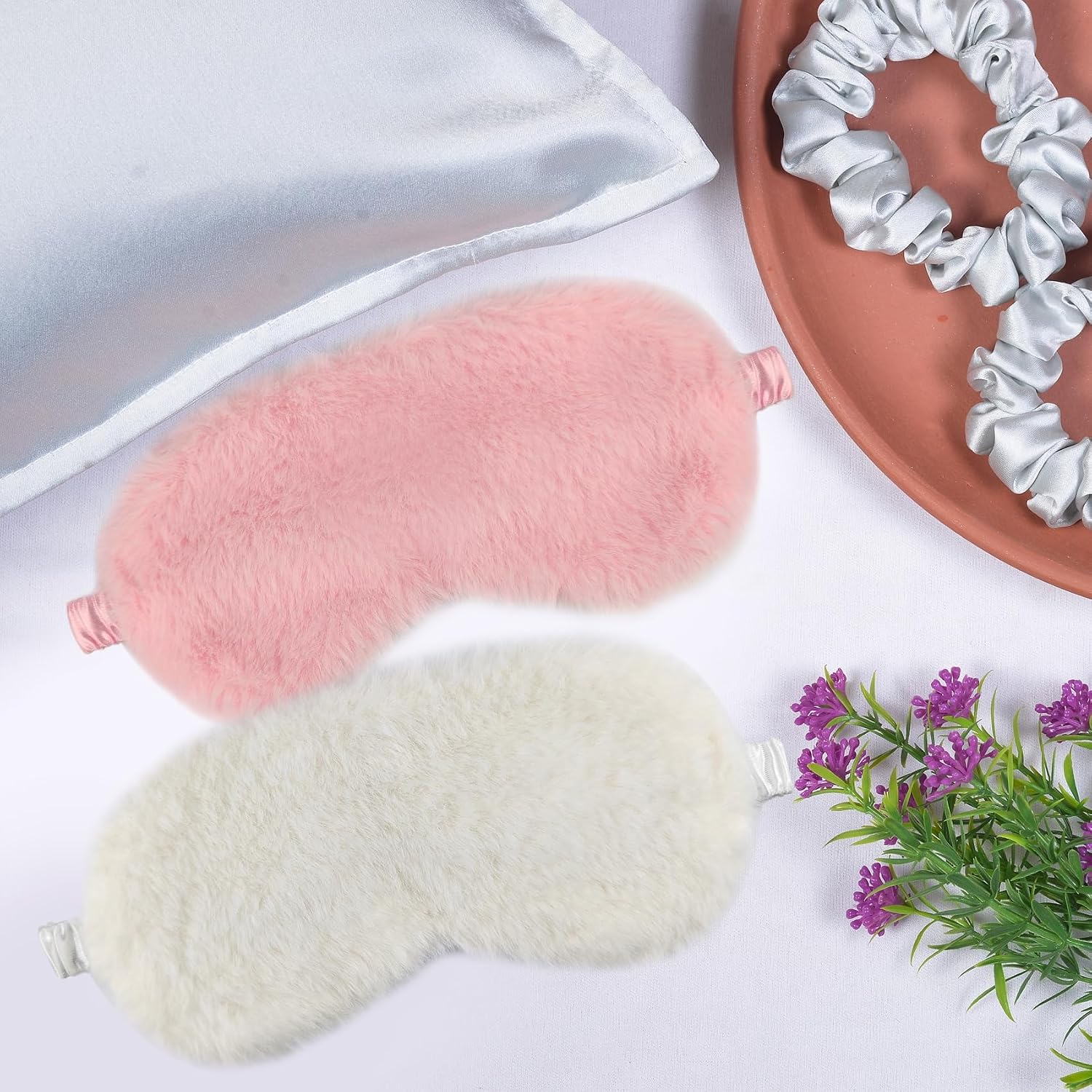 White plush sleep mask